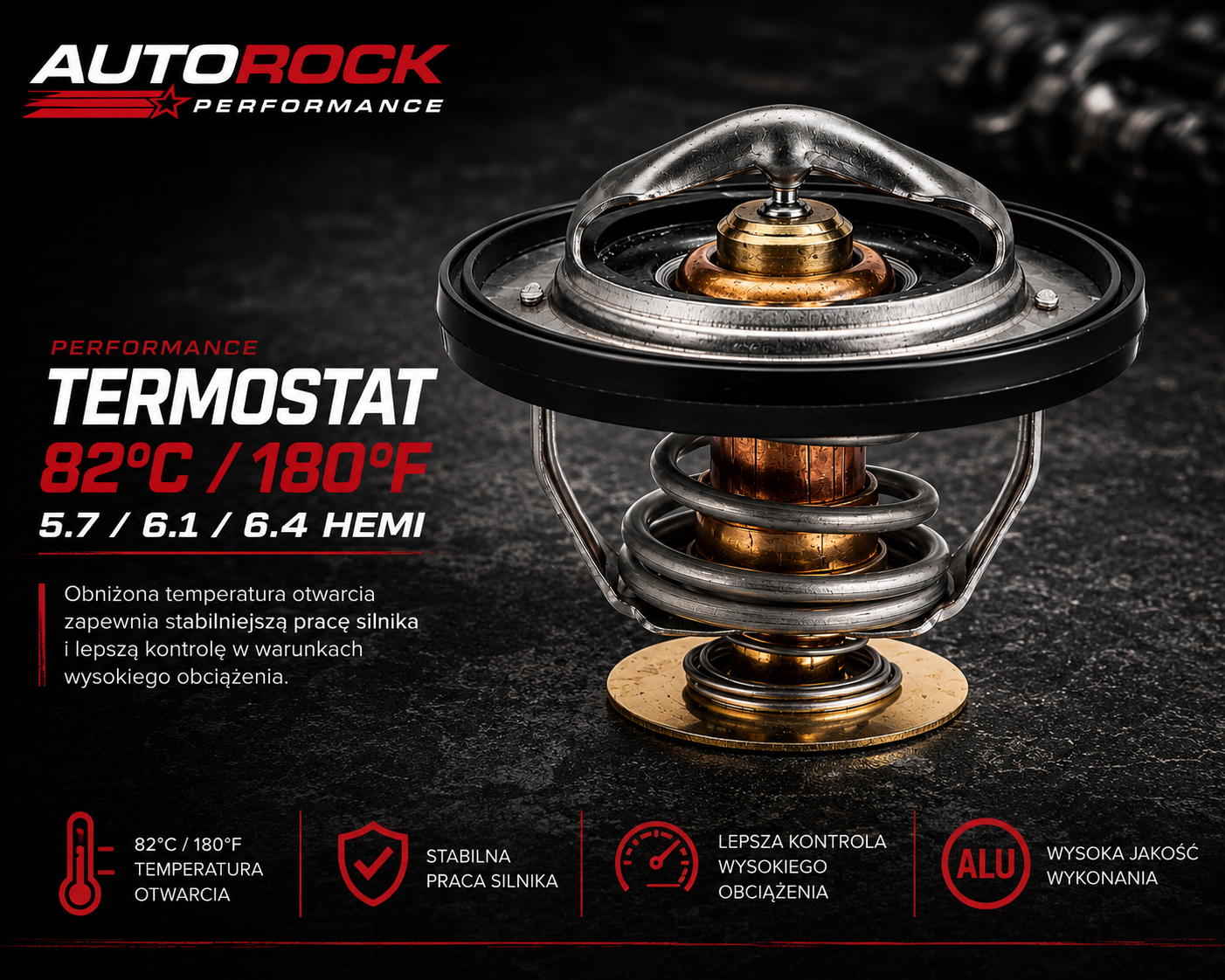 Termostat 5.7 HEMI Jeep Dodge RAM Performance 82°C